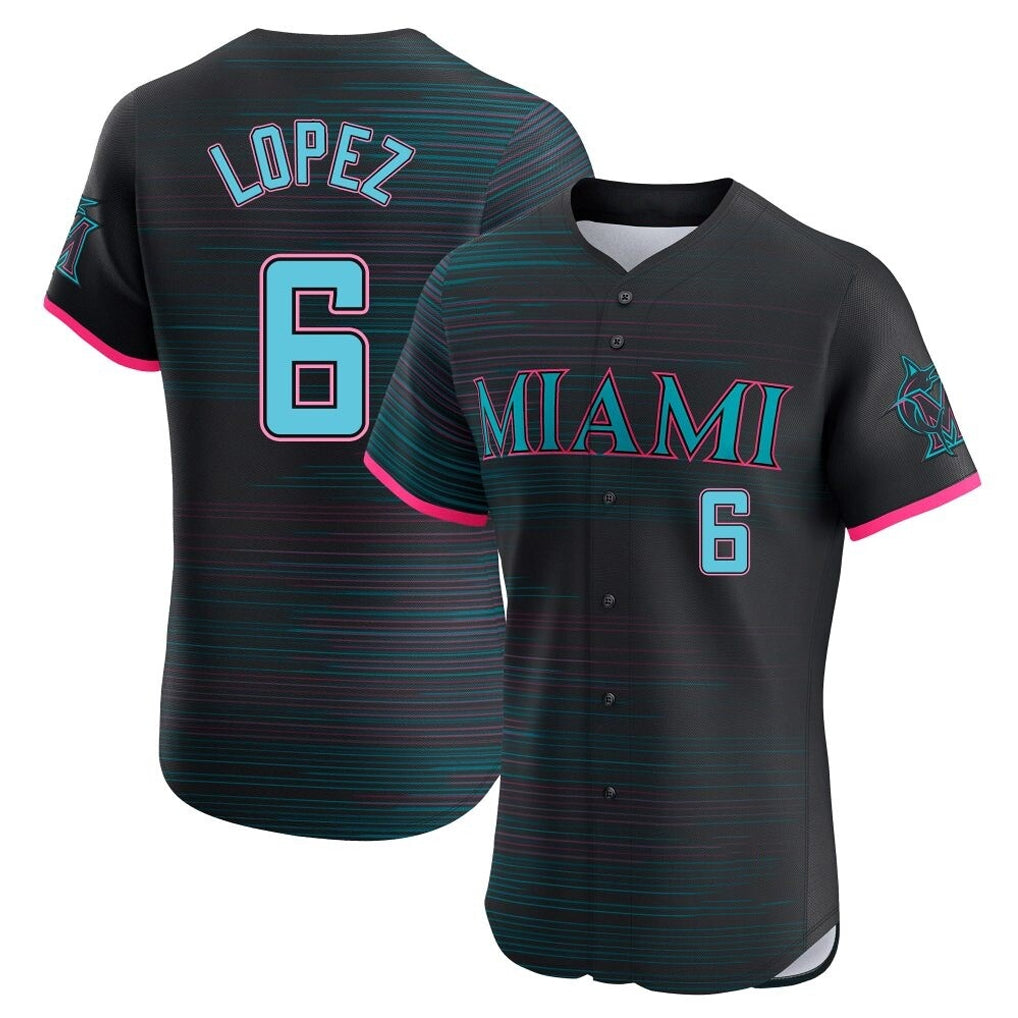 Lashops M.Marlins #6 Otto Lopez Player Black City Connect Home Limited Elite Stitched Jerseys