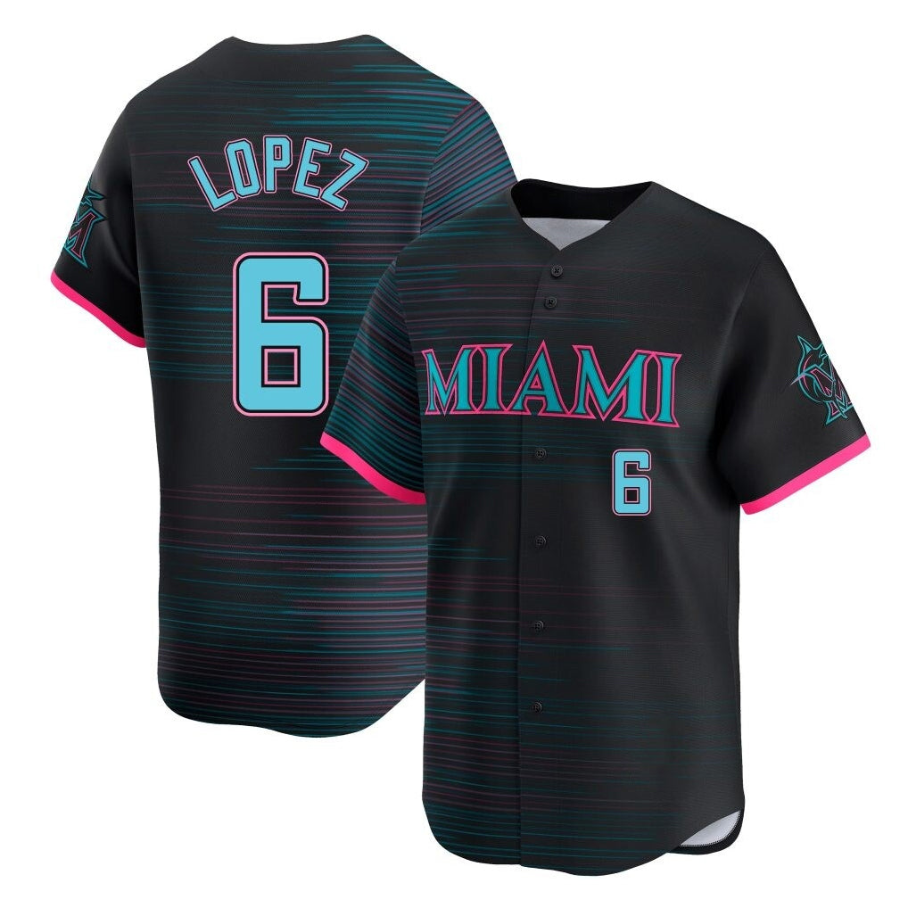 Lashops M.Marlins #6 Otto Lopez Player Black City Connect Home Limited Stitched Jerseys