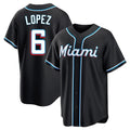 Lashops M.Marlins #6 Otto Lopez Player Black Fashion Out Home Game Stitched Jerseys
