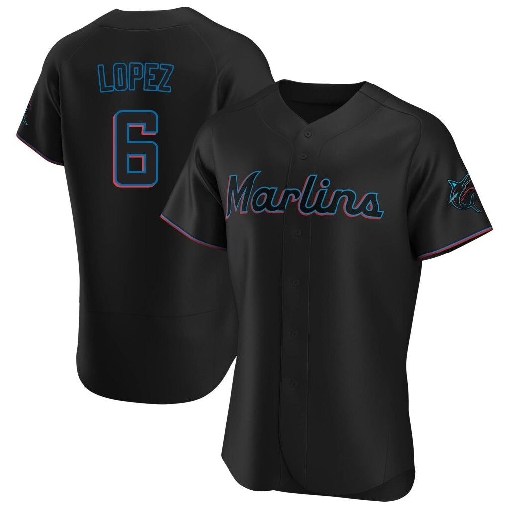 Lashops M.Marlins #6 Otto Lopez Player Black Home Limited Elite Stitched Jerseys