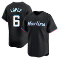 Lashops M.Marlins #6 Otto Lopez Player Black  Home Limited Stitched Jerseys