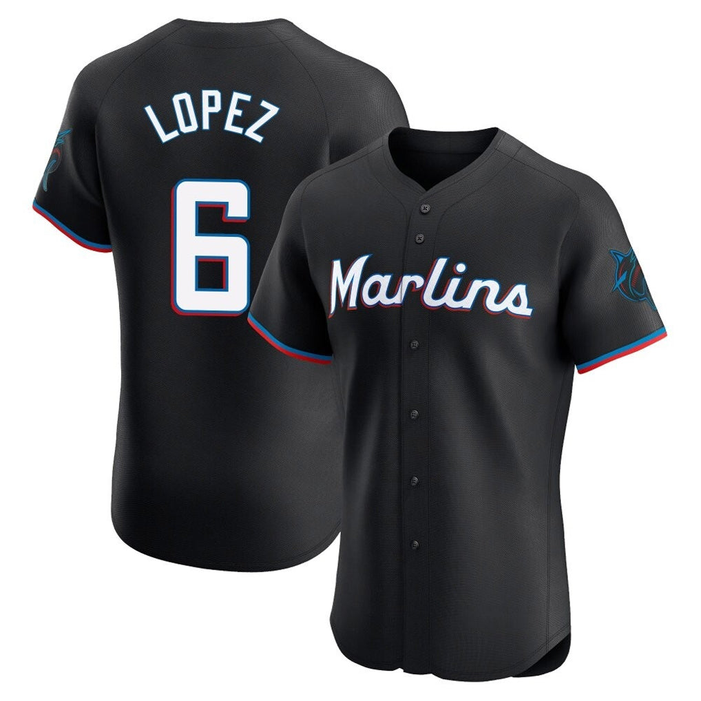 Lashops M.Marlins #6 Otto Lopez Player Black Vapor Home Limited Elite Stitched Jerseys