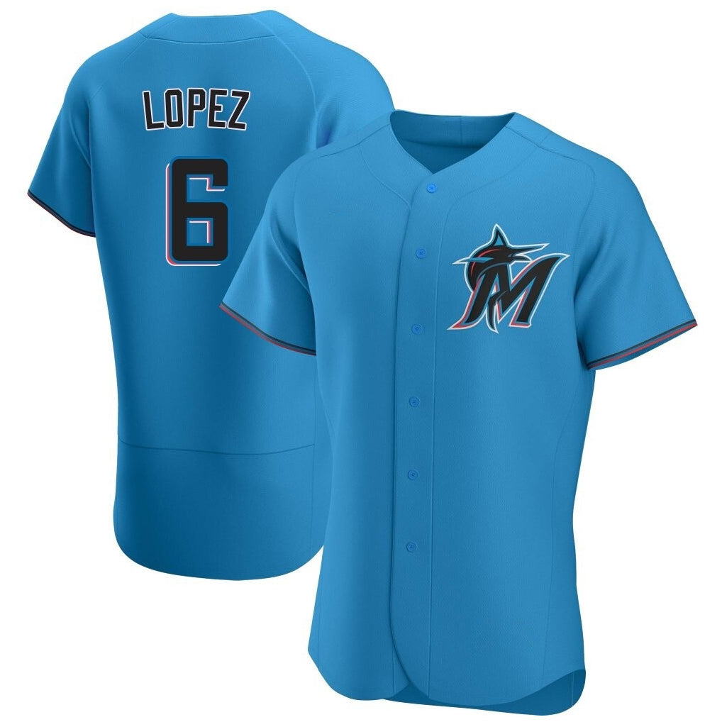 Lashops M.Marlins #6 Otto Lopez Player Blue Home Limited Elite Stitched Jerseys
