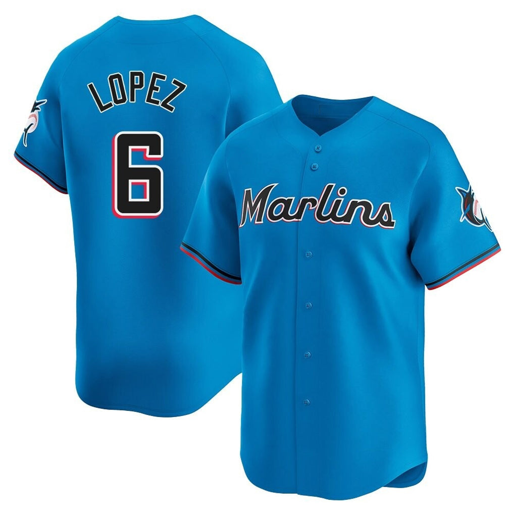 Lashops M.Marlins #6 Otto Lopez Player Blue Home Limited Stitched Jerseys