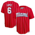 Lashops M.Marlins #6 Otto Lopez Player Red City Connect Home Game Stitched Jerseys