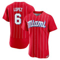 Lashops M.Marlins #6 Otto Lopez Player Red City Connect Home Limited Elite Stitched Jerseys