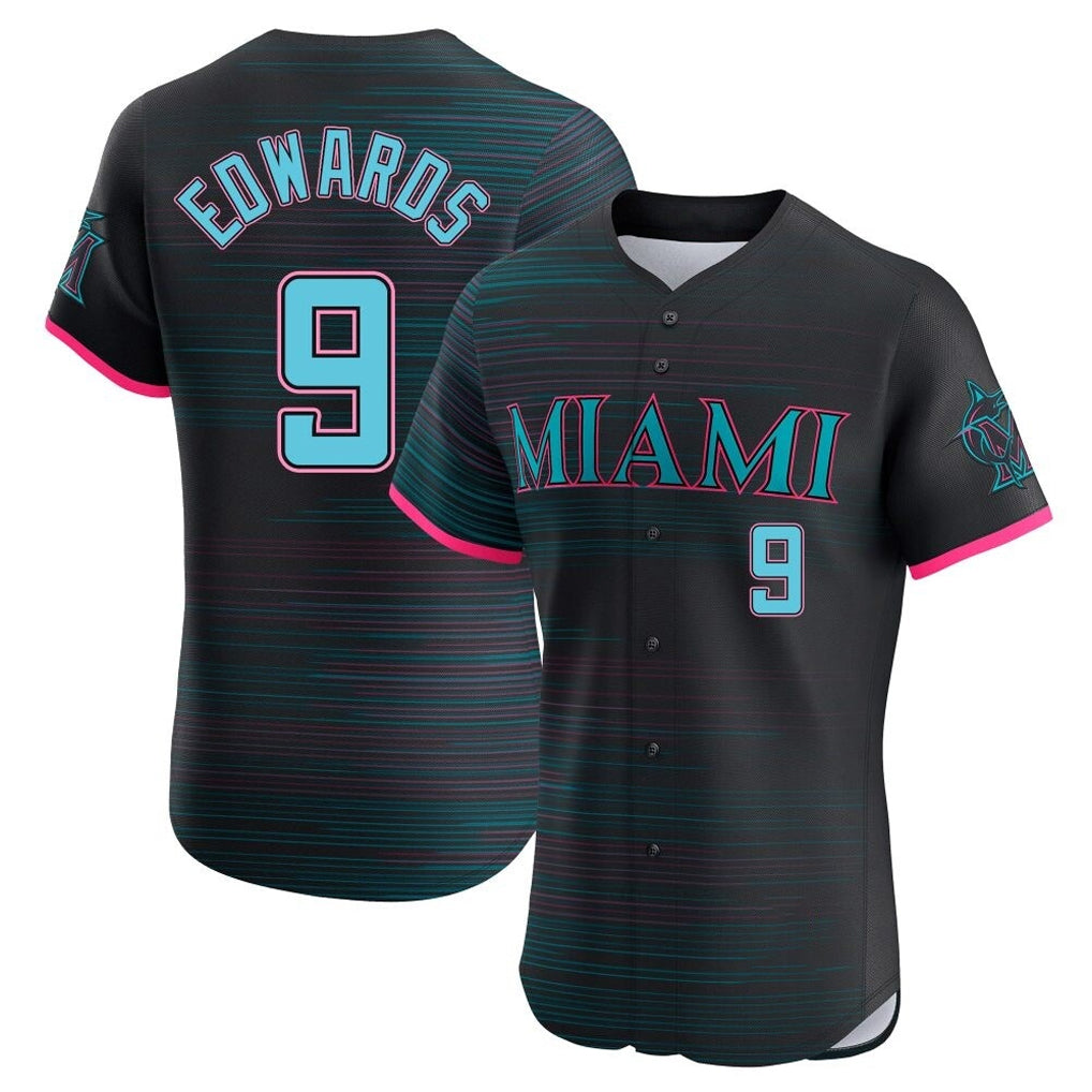 Lashops M.Marlins #9 Xavier Edwards Player Black City Connect Home Limited Elite Stitched Jerseys