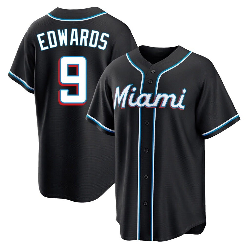 Lashops M.Marlins #9 Xavier Edwards Player Black Fashion Out Home Game Stitched Jerseys