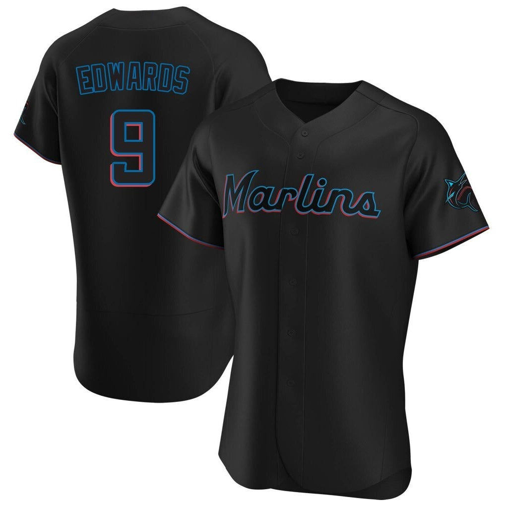 Lashops M.Marlins #9 Xavier Edwards Player Black Home Limited Elite Stitched Jerseys