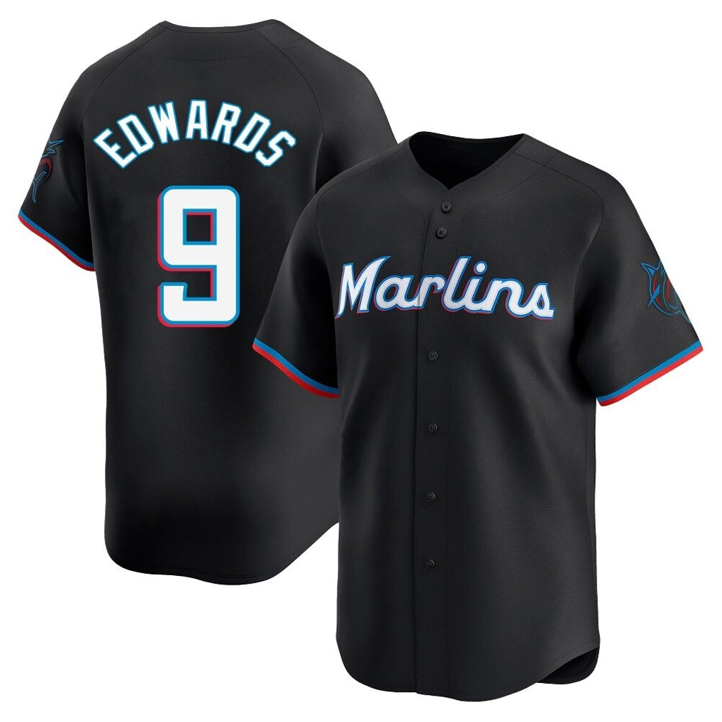 Lashops M.Marlins #9 Xavier Edwards Player Black  Home Limited Stitched Jerseys