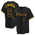Lashops M.Marlins #9 Xavier Edwards Player Black Snake Skin City Home Game Stitched Jerseys