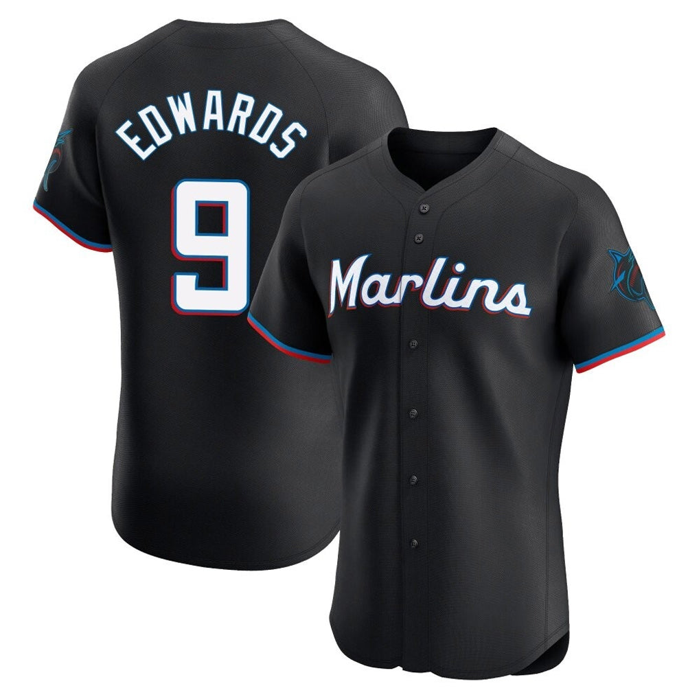 Lashops M.Marlins #9 Xavier Edwards Player Black Vapor Home Limited Elite Stitched Jerseys