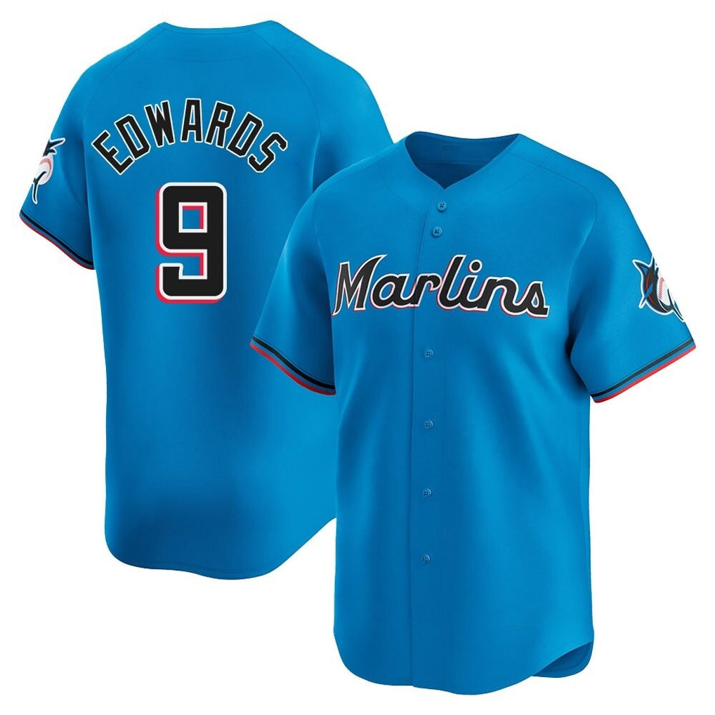 Lashops M.Marlins #9 Xavier Edwards Player Blue Home Limited Stitched Jerseys