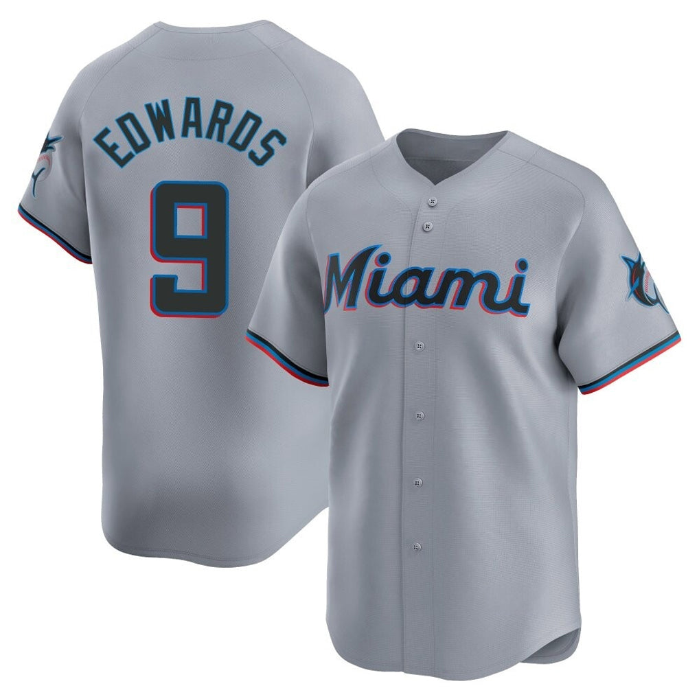 Lashops M.Marlins #9 Xavier Edwards Player Gray Home Limited Stitched Jerseys