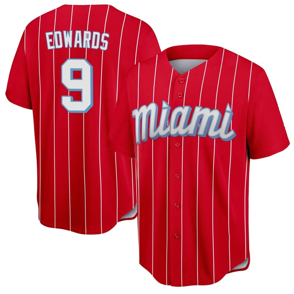 Lashops M.Marlins #9 Xavier Edwards Player Red City Connect Home Game Stitched Jerseys