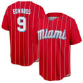 Lashops M.Marlins #9 Xavier Edwards Player Red City Connect Home Game Stitched Jerseys