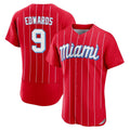 Lashops M.Marlins #9 Xavier Edwards Player Red City Connect Home Limited Elite Stitched Jerseys