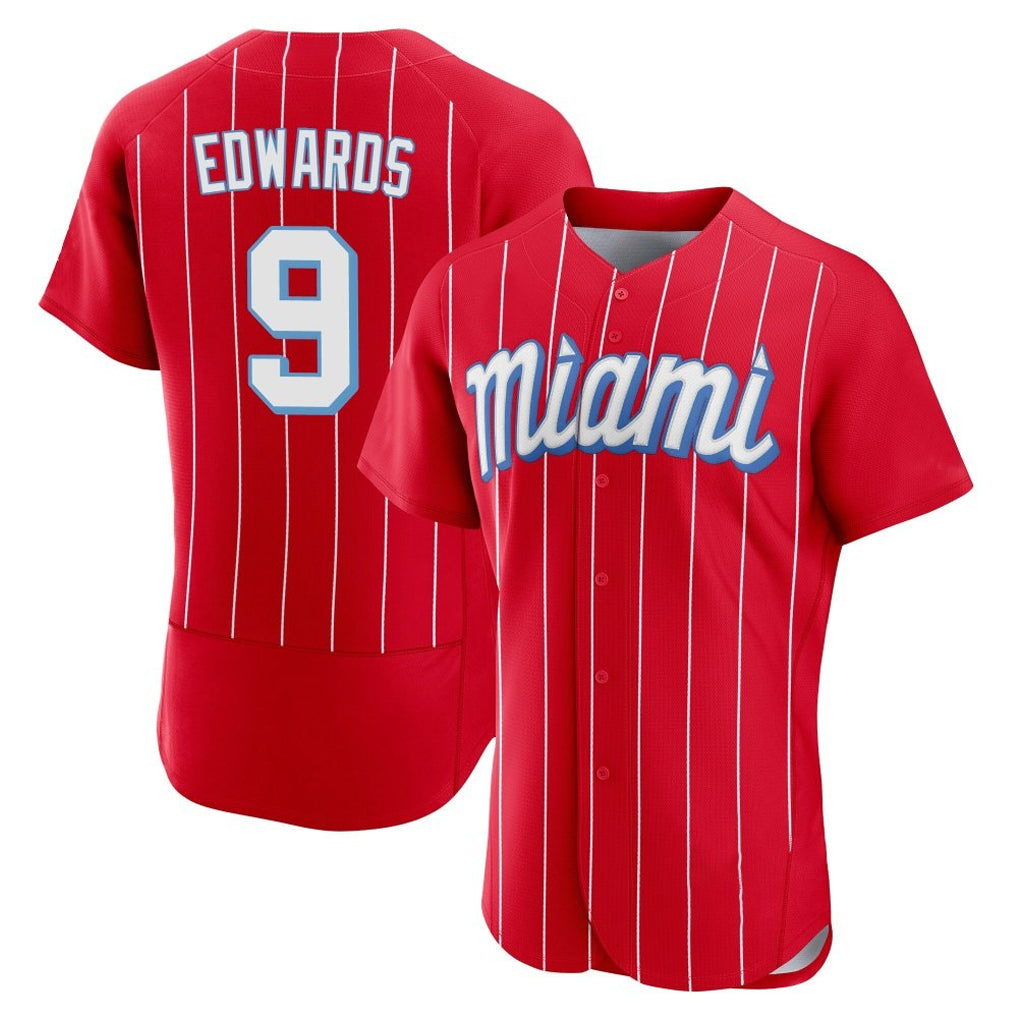 Lashops M.Marlins #9 Xavier Edwards Player Red City Connect Home Limited Elite Stitched Jerseys