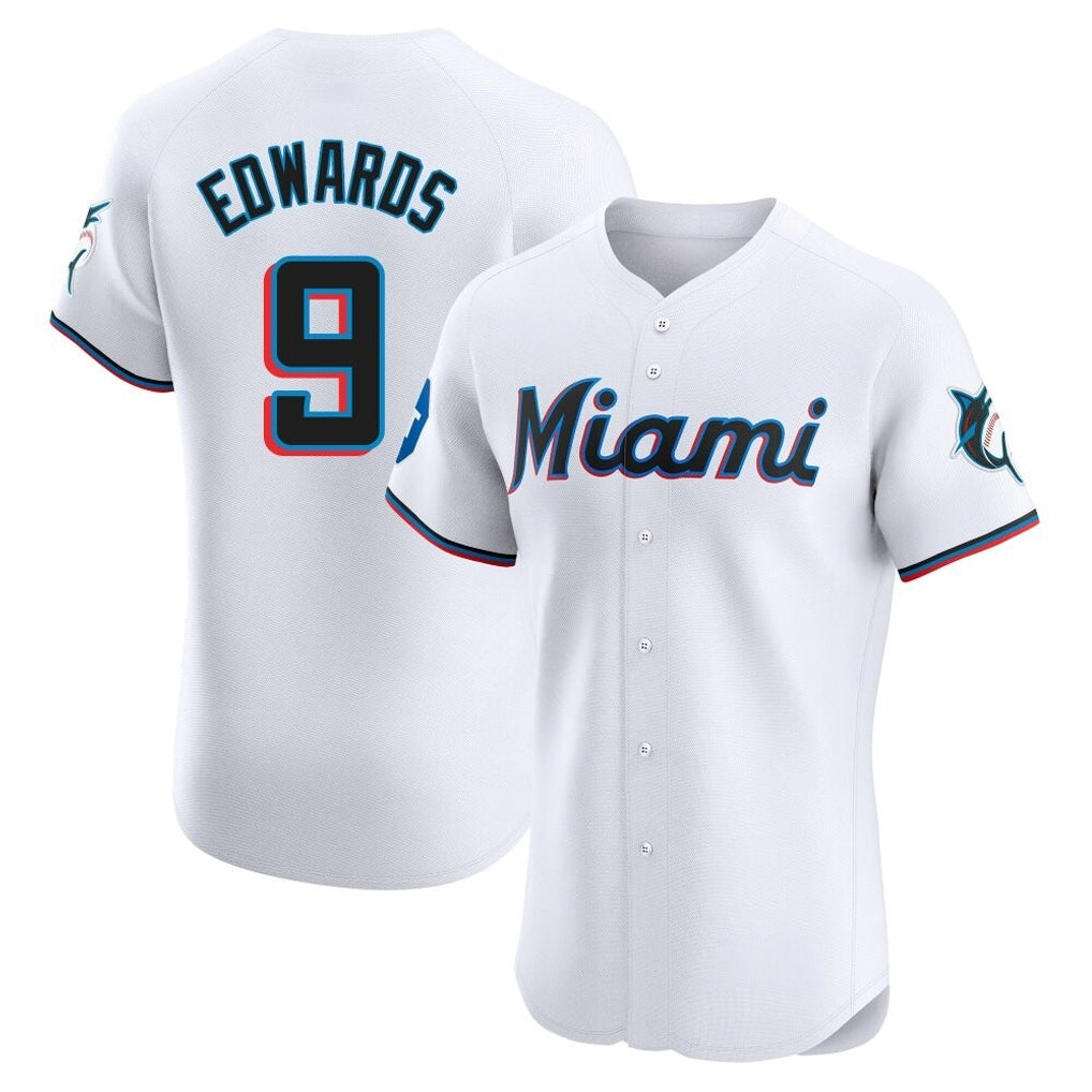 Lashops M.Marlins #9 Xavier Edwards Player White  Home Limited Elite Stitched Jerseys