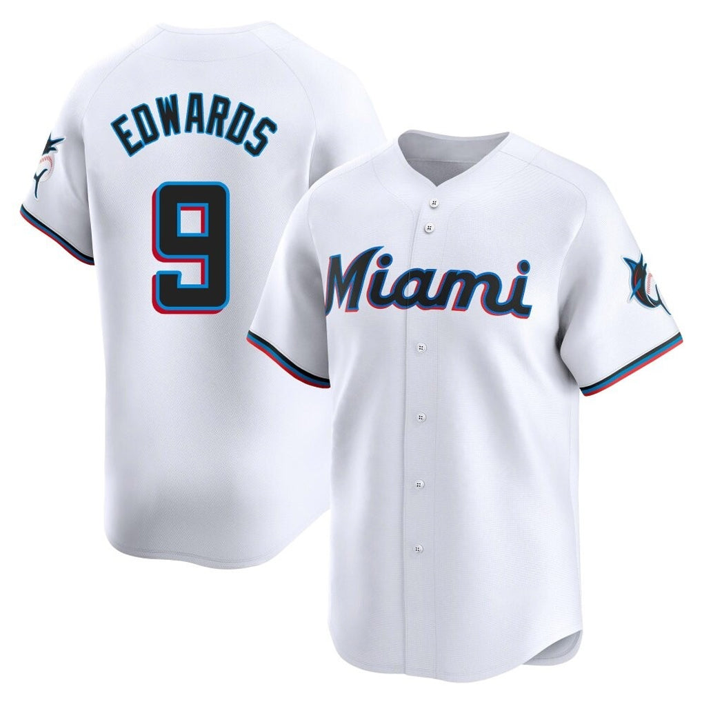 Lashops M.Marlins #9 Xavier Edwards Player White  Home Limited Stitched Jerseys