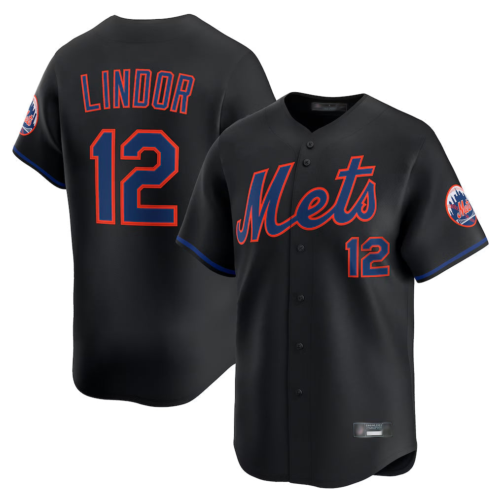 Lashops NY.Mets #12 Francisco Lindor Player Black Alternate Home Limited Stitched Jerseys