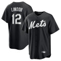 Lashops NY.Mets #12 Francisco Lindor Player Black Home Game Stitched Jerseys