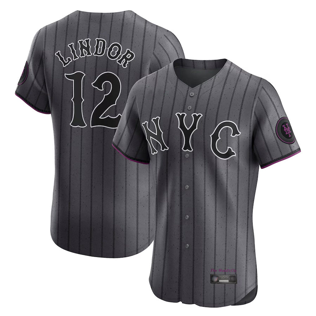 Lashops NY.Mets #12 Francisco Lindor Player Gray City Connect Limited Elite Home Stitched Jerseys