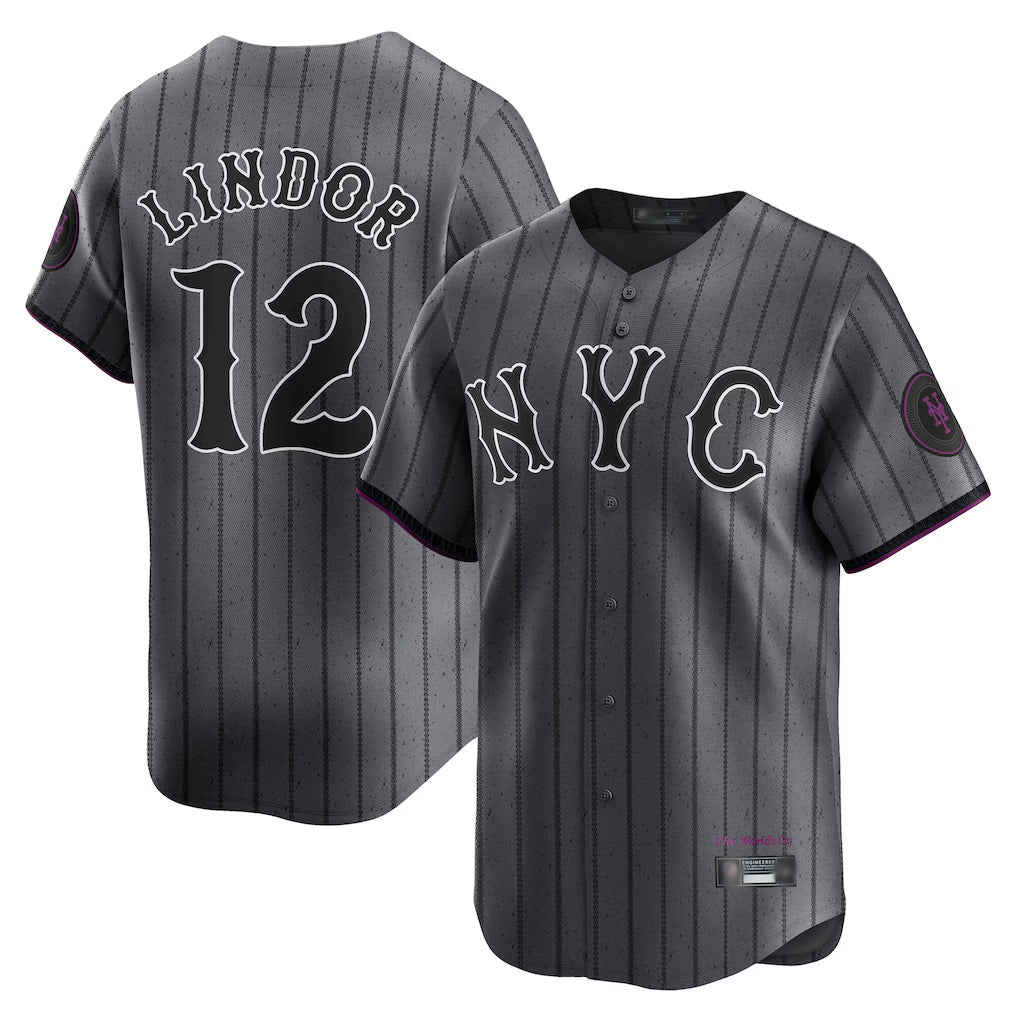 Lashops NY.Mets #12 Francisco Lindor Player Gray City Connect Limited Stitched Jerseys