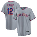 Lashops NY.Mets #12 Francisco Lindor Player Gray Road Home Game Stitched Jerseys