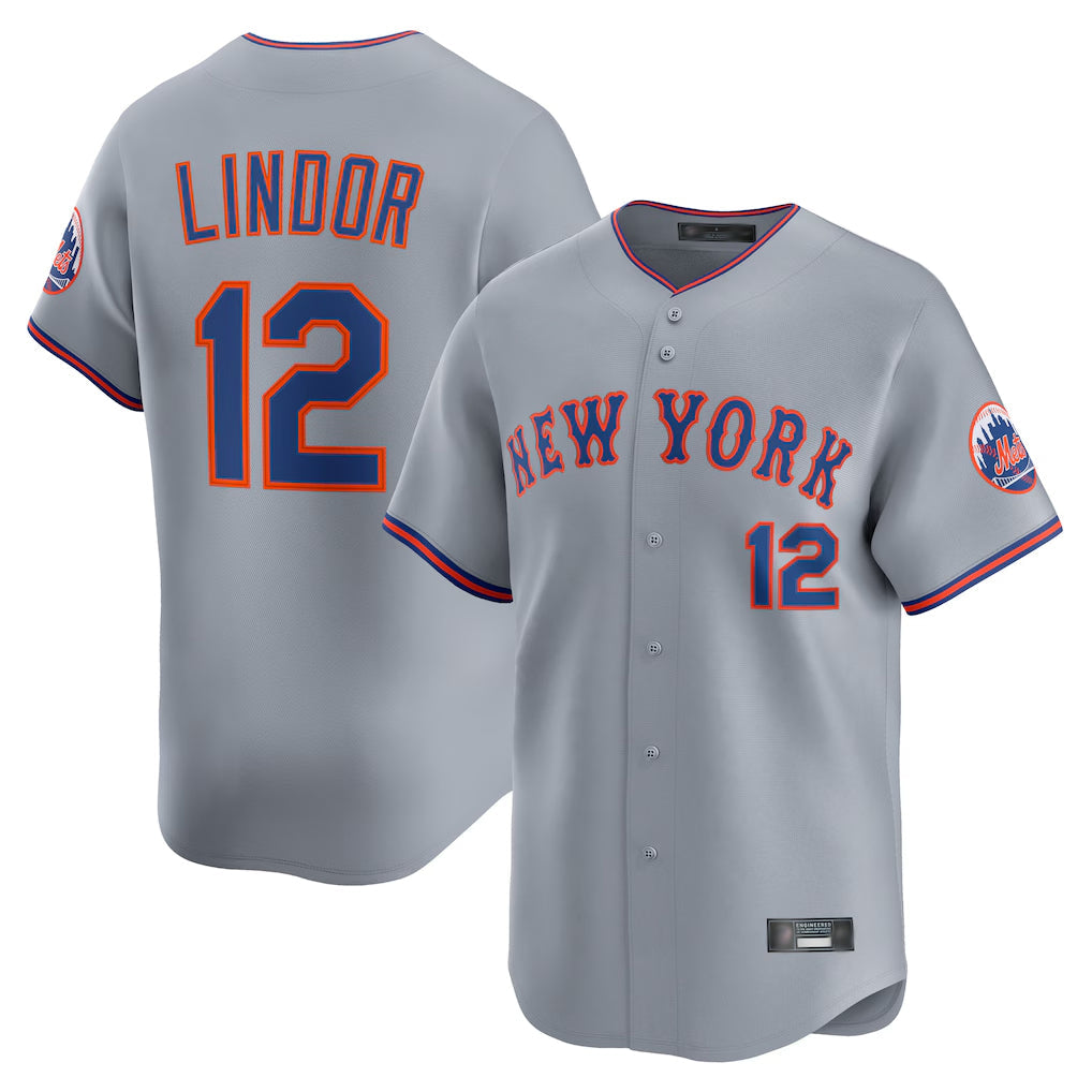 Lashops NY.Mets #12 Francisco Lindor Player Gray Road Limited Home Stitched Jerseys