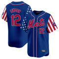 Lashops NY.Mets #12 Francisco Lindor Player Royal 2025 Independence Day Vapor Premier Limited  Stitched Jerseys