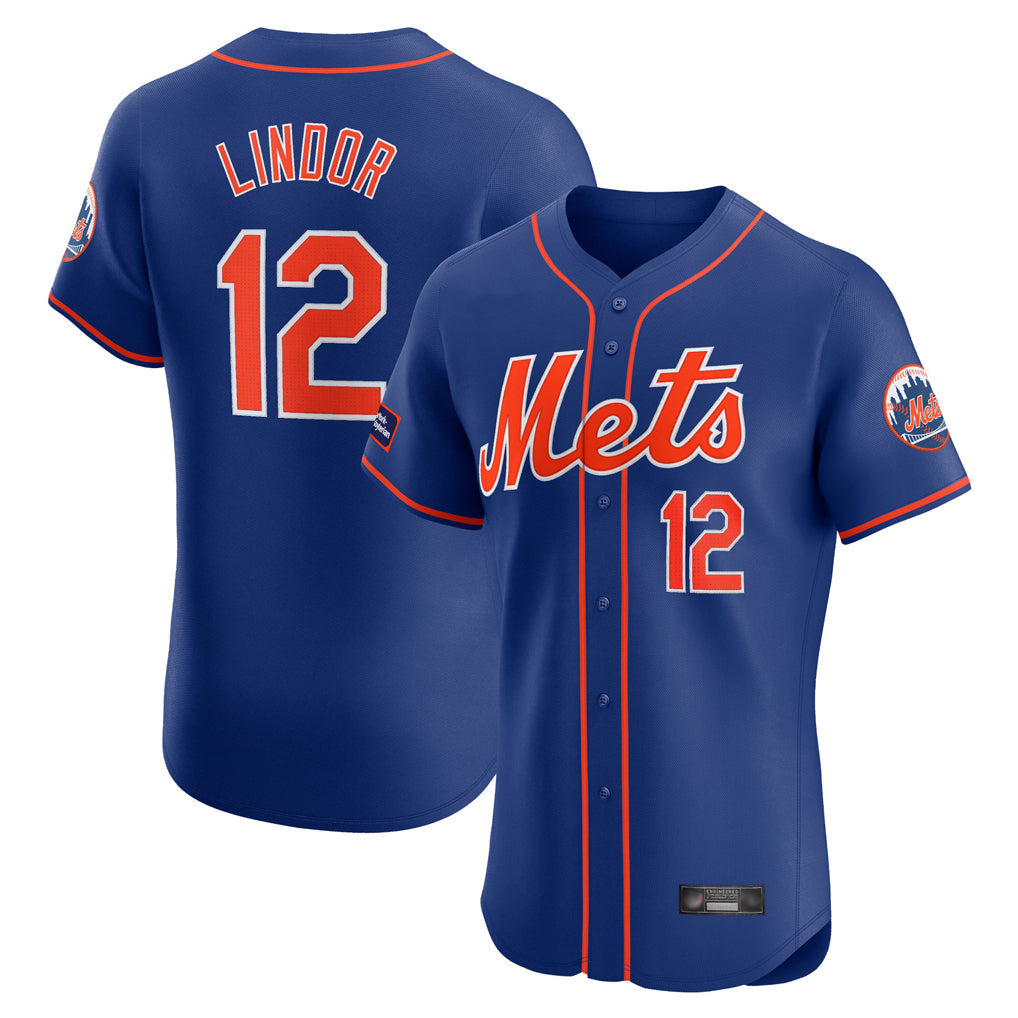 Lashops NY.Mets #12 Francisco Lindor Player Royal Limited Elite Home Stitched Jerseys