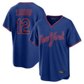 Lashops NY.Mets #12 Francisco Lindor Player Royal T-shirt Home Game Stitched Jerseys