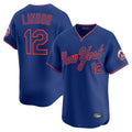 Lashops NY.Mets #12 Francisco Lindor Player Royal T-shirt Home Limited Elite Stitched Jerseys