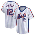 Lashops NY.Mets #12 Francisco Lindor Player White Cooperstown Collection T-shirt Game Stitched Jerseys