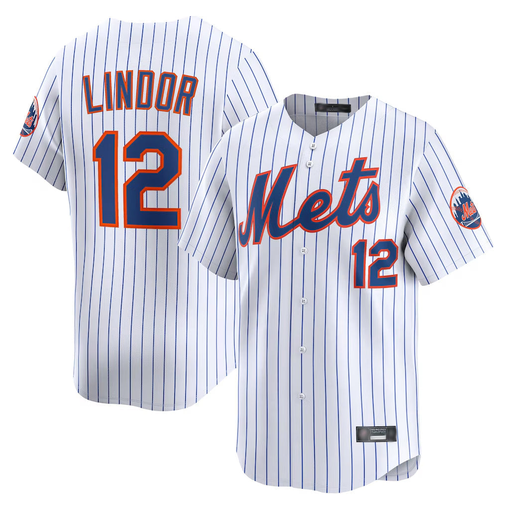 Lashops NY.Mets #12 Francisco Lindor Player White Home Limited Stitched Jerseys
