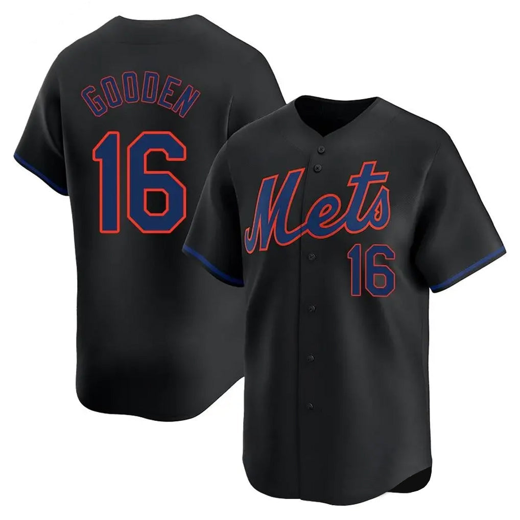 Lashops NY.Mets #16 Dwight Gooden Player Black Alternate Home Limited Stitched Jerseys