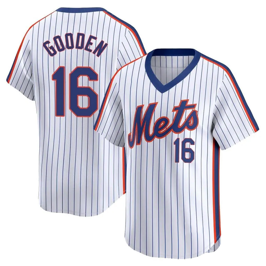 Lashops NY.Mets #16 Dwight Gooden Player White Cooperstown Collection T-shirt Game Stitched Jerseys