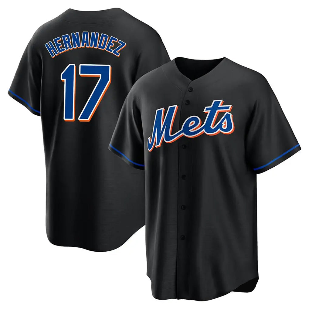 Lashops NY.Mets #17 Keith Hernandez Player Black Replica Home Game Stitched Jerseys