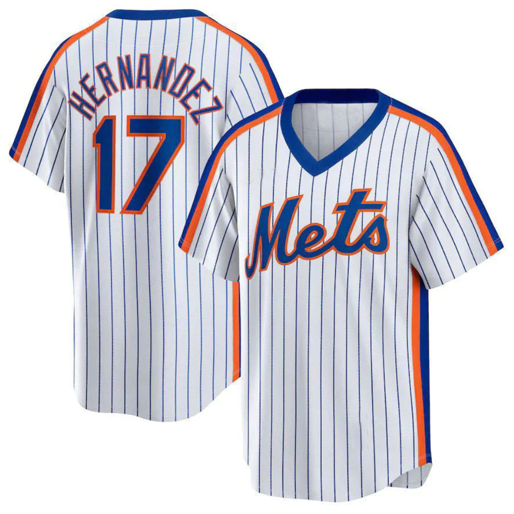 Lashops NY.Mets #17 Keith Hernandez Player White Cooperstown Collection T-shirt Home Stitched Jerseys