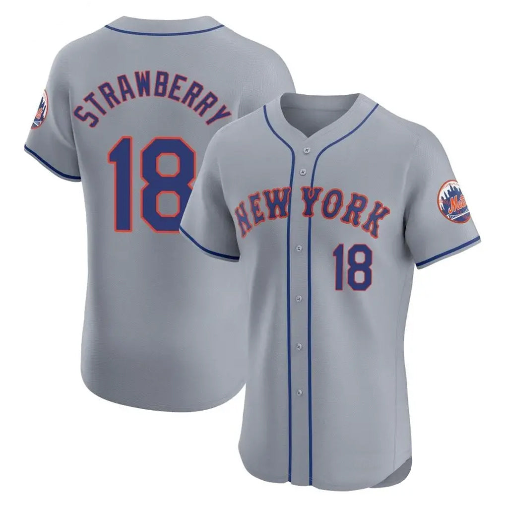 Lashops NY.Mets #18 Darryl Strawberry Player Gray Road Limited Elite Home Stitched Jerseys
