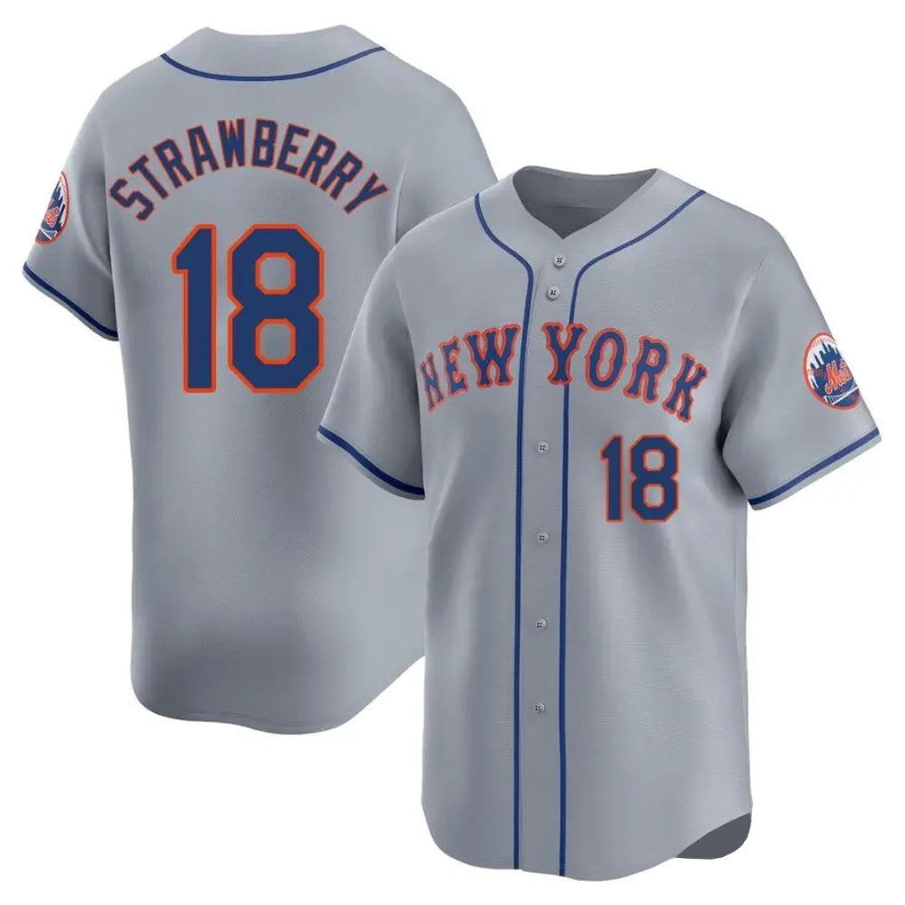 Lashops NY.Mets #18 Darryl Strawberry Player Gray Road Limited Home Stitched Jerseys