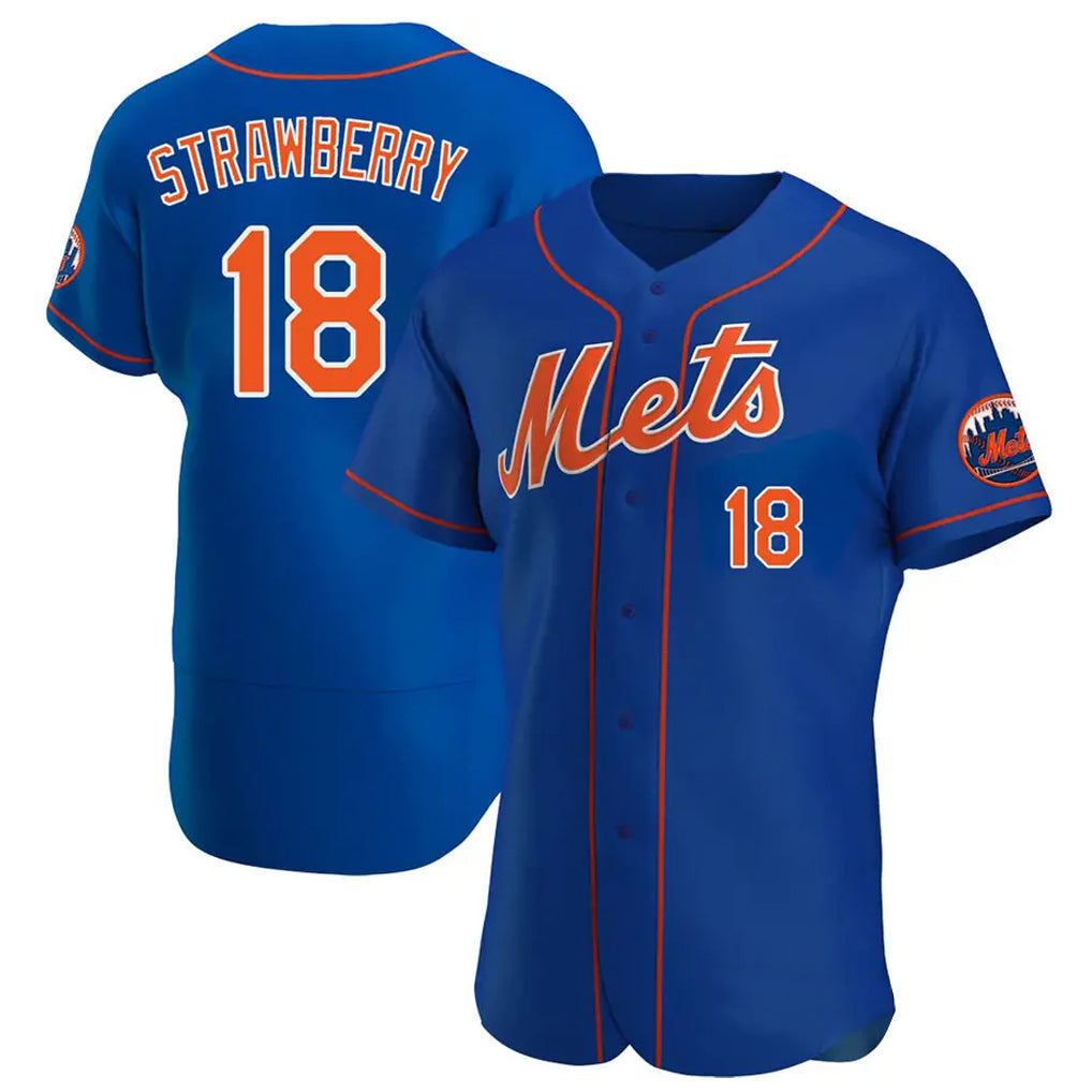 Lashops NY.Mets #18 Darryl Strawberry Player Royal Limited Elite Home Stitched Jerseys