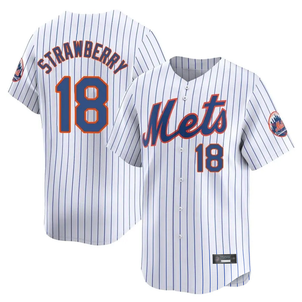 Lashops NY.Mets #18 Darryl Strawberry Player White Home Limited Stitched Jerseys