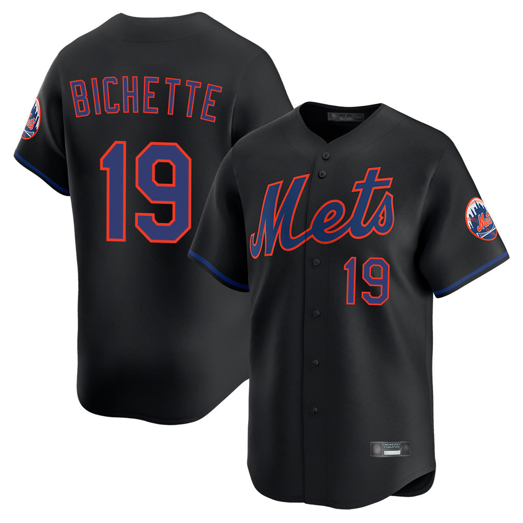 Lashops NY.Mets #19 Bo Bichette Player Black Alternate Home Limited Stitched Jerseys