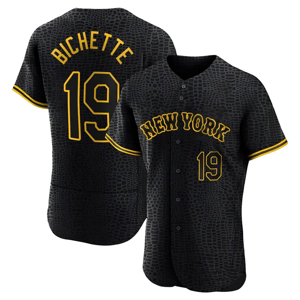 Lashops NY.Mets #19 Bo Bichette Player Black Snake Skin City Home Limited Elite Stitched Jerseys