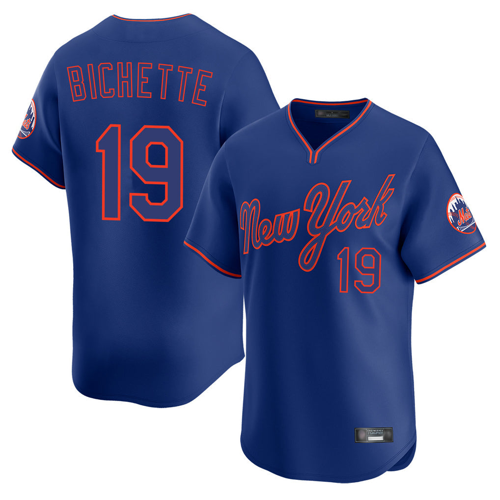 Lashops NY.Mets #19 Bo Bichette Player Royal T-shirt Home Limited Elite Stitched Jerseys