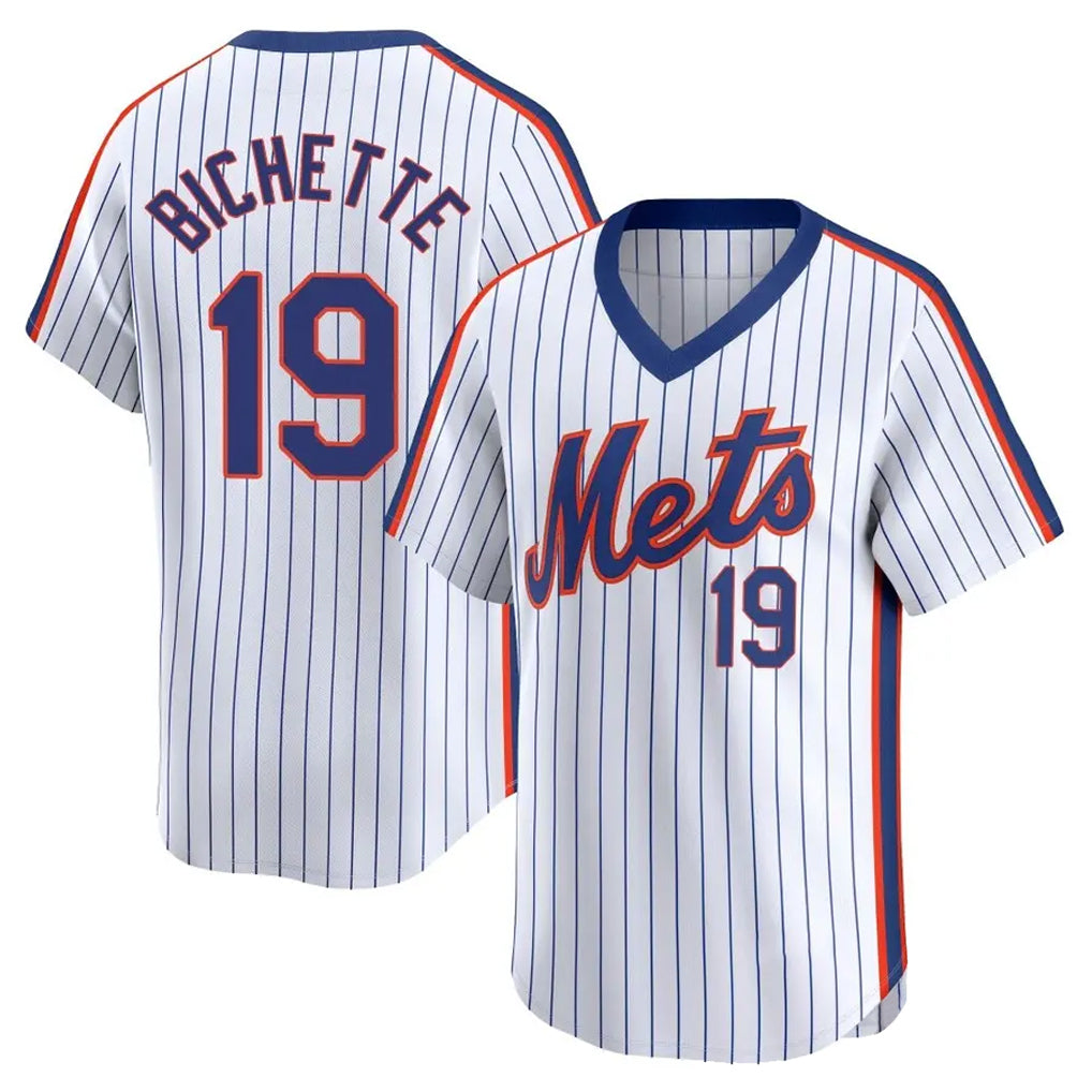 Lashops NY.Mets #19 Bo Bichette Player White Cooperstown Collection T-shirt Game Stitched Jerseys