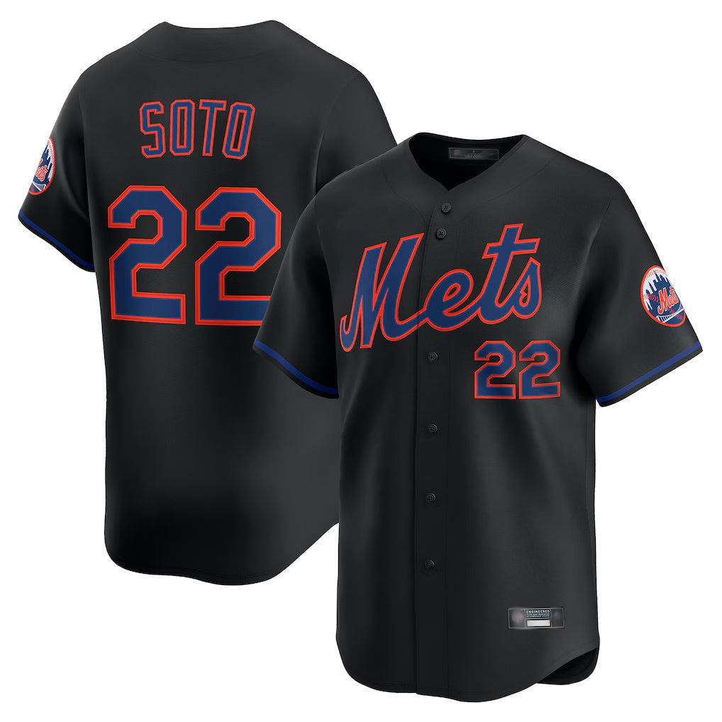 Lashops NY.Mets #22 Juan Soto Player Black Alternate Home Limited Stitched Jerseys