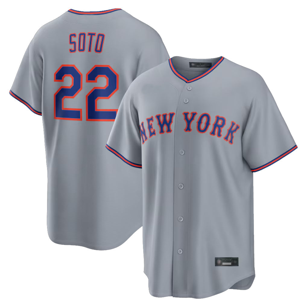 Lashops NY.Mets #22 Juan Soto Player Gray Road Home Game Stitched Jerseys